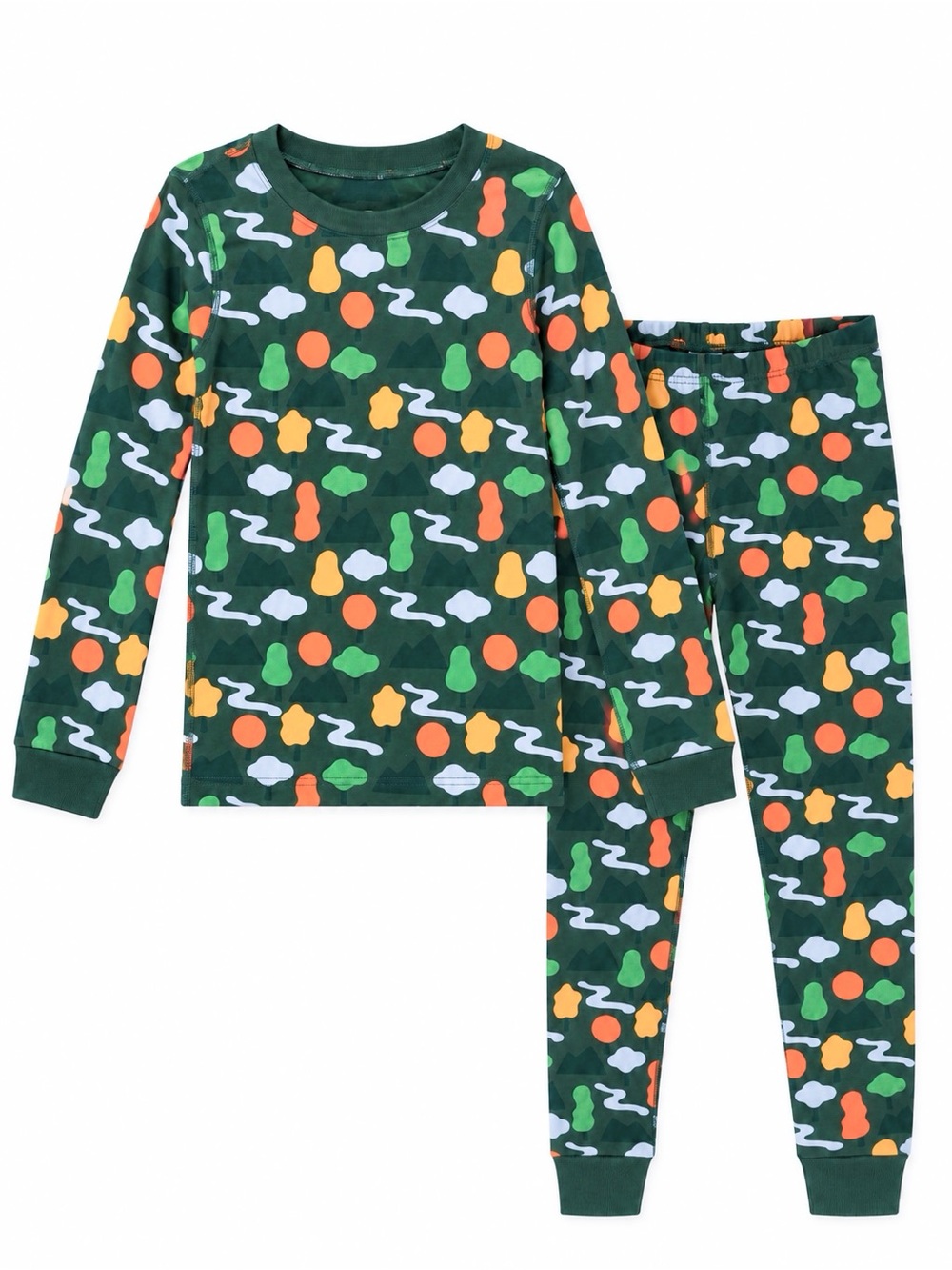 Hanna Andersson TENCEL Lyocell Pajama Set Size 8 Green Nature Print